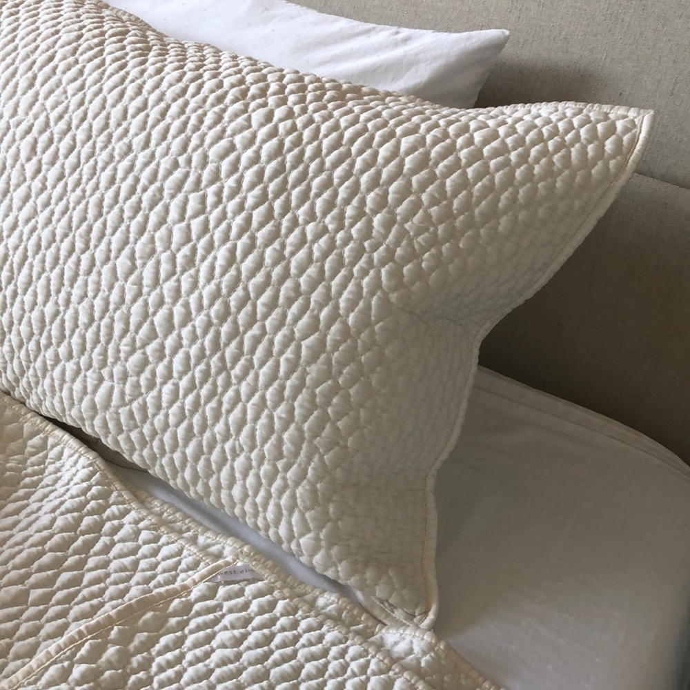 West Elm Satin Quilt & Shams (King) - Ivory